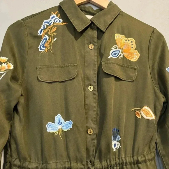 Chico’s Embroidered Anorak Jacket Utility Military Eclectic Casual Chic Boho 4 - Picture 3 of 8